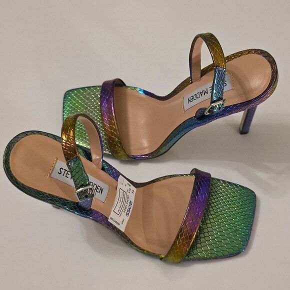 BRAND NEW STEVE MADDEN BETTHANY MULTI SNAKE STILETTO HEEL with ANKLE STRAP - Picture 8 of 16